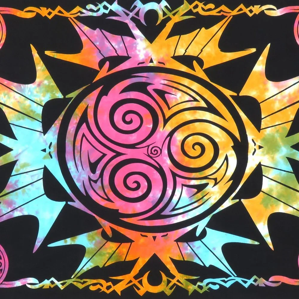 Oussum Tie Dye Multi Triskele Wolf Wall Hanging Poster Tapestry for Home Decor